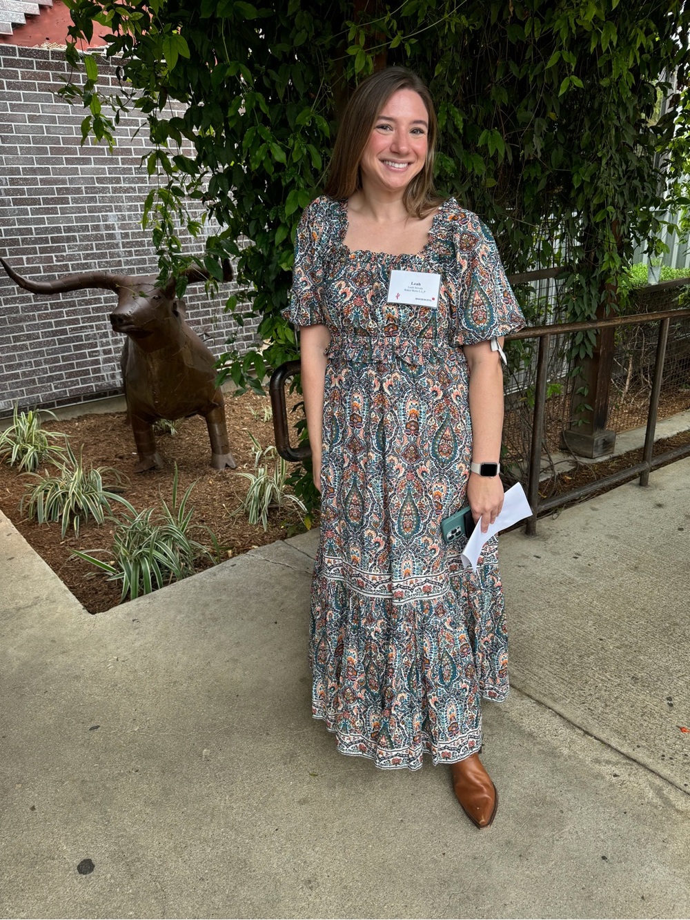 Cleobella Teal & Rust Paisley Maxi Dress with Puff Sleeves - Picture 2 of 2